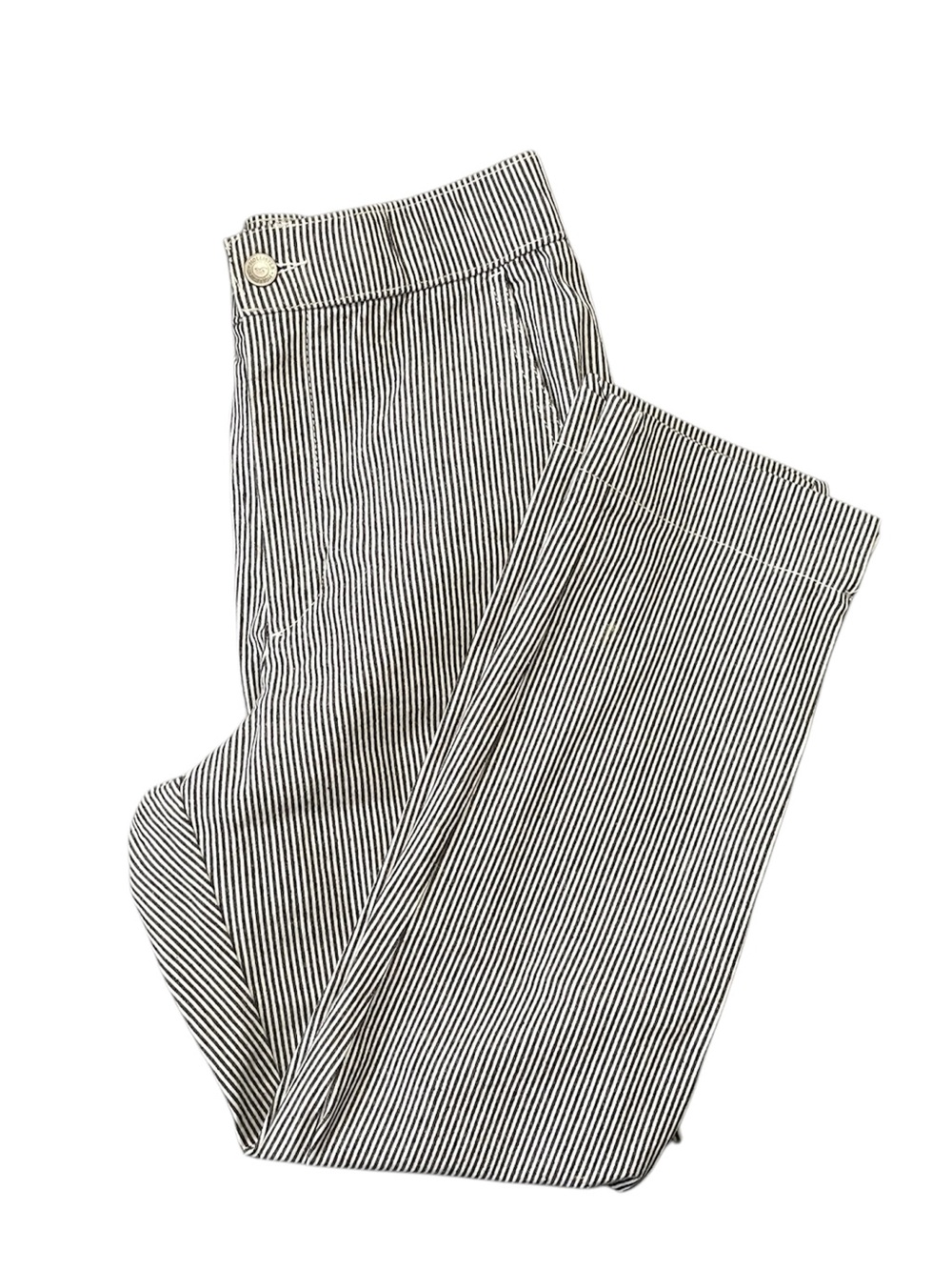 Hollister Striped Dark Gray and White Casual Ankle Pants